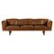 Sofa in Rosewood and Brown Leather attributed to Illum Wikkelsø, 1960s 1