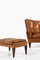 Set of Lounge Chair and Stool in Rosewood and Brown Leather attributed to Illum Wikkelsø, 1960s 5