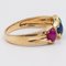 Vintage 14k Yellow Gold Ruby, Emerald, and Sapphire Cabochon Ring, 1970s, Image 4