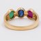 Vintage 14k Yellow Gold Ruby, Emerald, and Sapphire Cabochon Ring, 1970s 5