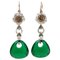 Tourmaline, White Stones, Sapphires, Diamonds, Rose Gold and Silver Earrings, Set of 2 1