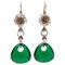 Tourmaline, White Stones, Sapphires, Diamonds, Rose Gold and Silver Earrings, Set of 2, Image 1