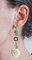 Coral, Green Agate, Onyx, Diamonds, Pearls, Rose Gold and Silver Dangle Earrings, Set of 2 5