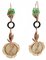 Coral, Green Agate, Onyx, Diamonds, Pearls, Rose Gold and Silver Dangle Earrings, Set of 2 3