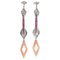 Pink Coral, Rubies, Diamonds, Platinum Dangle Earrings, Set of 2 1
