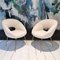Set of Vintage Armchairs in Fabric in Fine Linen and Brass Base attributed to Silvio Cavatorta, 1950s 8