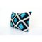 urquoise Blue & Beige Silk Velvet Geometric Cushion Cover 2