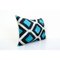 urquoise Blue & Beige Silk Velvet Geometric Cushion Cover 3