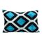 urquoise Blue & Beige Silk Velvet Geometric Cushion Cover 1