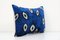 Housse de Coussin Lombaire en Velours Ethnique de Soie Bleu Ikat Eye 2