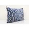 Blue Silk Ikat Velvet Lumbar Cushion Cover 3