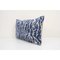 Blue Silk Ikat Velvet Lumbar Cushion Cover 2