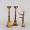 Antique Candleholders with Square Base and Circular Feet in Gilded Bronze, Set of 2, Image 2