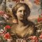 Weibliche Büste und Blumengirlande, 1600s-1700s, Gemälde auf Leinwand, Gerahmt 3