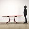 Wood and Brass Table with Glass Top, 1950s 2