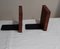 Vintage Danish Bookends in Black Painted Iron Sheet with Parqueted Teak Supports, 1970s, Set of 2 2