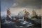 Batalla entre galeones, del siglo XIX, óleo sobre lienzo, enmarcado, Imagen 10