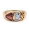 Vintage 14k Yellow Gold Ring with Topaz, Tourmaline and Diamond, 1970s 1