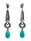 Boucles d'oreilles pendantes en or blanc 14 carats, turquoise, topazes, diamants, Set de 2 3