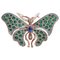 Spilla a forma di farfalla in zaffiro, diamanti, spinello idrotermale, oro rosa e argento, Immagine 1