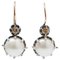 Pearls, Brown Diamonds, Rose Gold and Silver Dangle Earrings, Set of 2, Image 1