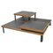 Italian Modern Slate Wood & Metal Coffee Tables attributed to De Martini for Cassina, 1980s, Set of 3 1