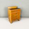 Cabinet with Wooden Drawers, Black Glass Beveled Edge and Brass, 1940s 8