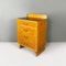 Cabinet with Wooden Drawers, Black Glass Beveled Edge and Brass, 1940s 4