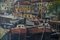 Escena del puerto impresionista, años 60, óleo sobre lienzo, enmarcado, Imagen 3