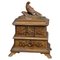 Antique Wooden Carved Edelweis Jewelry Box with Bird, 1900s 1