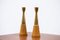 Vintage Scandinavian Oak & Brass Candlesticks, 1960s, Set of 2 2