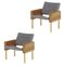 Natural Walnut Block Armchairs by Carl Malmsten, Set of 2 1