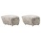 Green Tea Natural Oak Sheepskin the Tired Man Footstools by Lassen, Set of 2 1