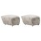 Green Tea Smoked Oak Sheepskin the Tired Man Footstools by Lassen, Set of 2, Image 1