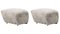 Green Tea Smoked Oak Sheepskin the Tired Man Footstools by Lassen, Set of 2, Image 2