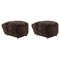 Espresso Smoked Oak Sheepskin the Tired Man Footstools by Lassen, Set of 2 1