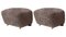 Sahara Smoked Oak Sheepskin the Tired Man Footstools by Lassen, Set of 2, Image 2