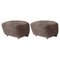 Sahara Smoked Oak Sheepskin the Tired Man Footstools by Lassen, Set of 2, Image 1