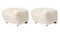 Off White Smoked Oak Sheepskin the Tired Man Footstools by Lassen, Set of 2 2