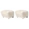 Off White Smoked Oak Sheepskin the Tired Man Footstools by Lassen, Set of 2 1