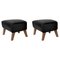 Black Leather and Smoked Oak My Own Chair Footstools by Lassen, Set of 2 1