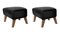 Black Leather and Smoked Oak My Own Chair Footstools by Lassen, Set of 2 2