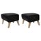 Black Leather and Natural Oak My Own Chair Footstools by Lassen, Set of 2 1