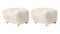 Off White Natural Oak Sheepskin the Tired Man Footstools by Lassen, Set of 2 2