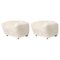 Off White Natural Oak Sheepskin the Tired Man Footstools by Lassen, Set of 2 1