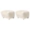 Off White Natural Oak Sheepskin the Tired Man Footstools by Lassen, Set of 2, Image 1