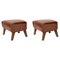 Brown Leather and Smoked Oak My Own Chair Footstools by Lassen, Set of 2 1