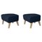 Set of 2 Blue and Natural Oak Sahco Zero Footstool by Lassen, Set of 2 1