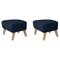 Set of 2 Blue and Natural Oak Sahco Zero Footstool by Lassen, Set of 2, Image 1
