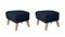 Set of 2 Blue and Natural Oak Sahco Zero Footstool by Lassen, Set of 2, Image 2